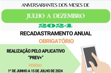 RECADASTRAMENTO 2024 PARA OS NASCIDOS ENTRE OS DIAS 01 DE JULHO A 31 DE DEZEMBRO