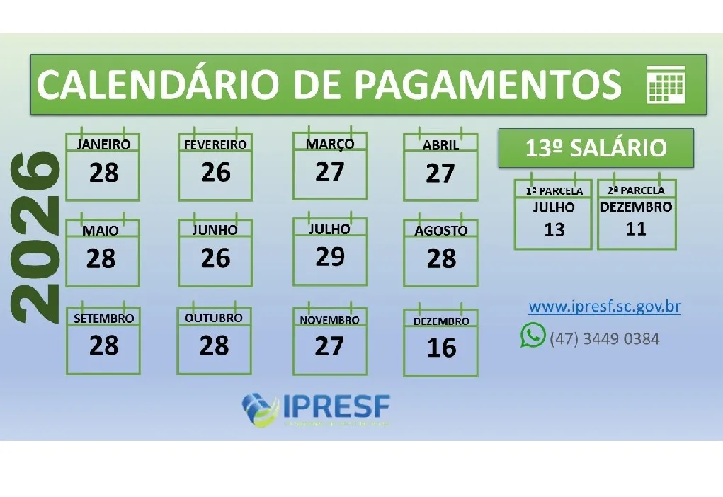 CRONOGRAMA DE PAGAMENTOS